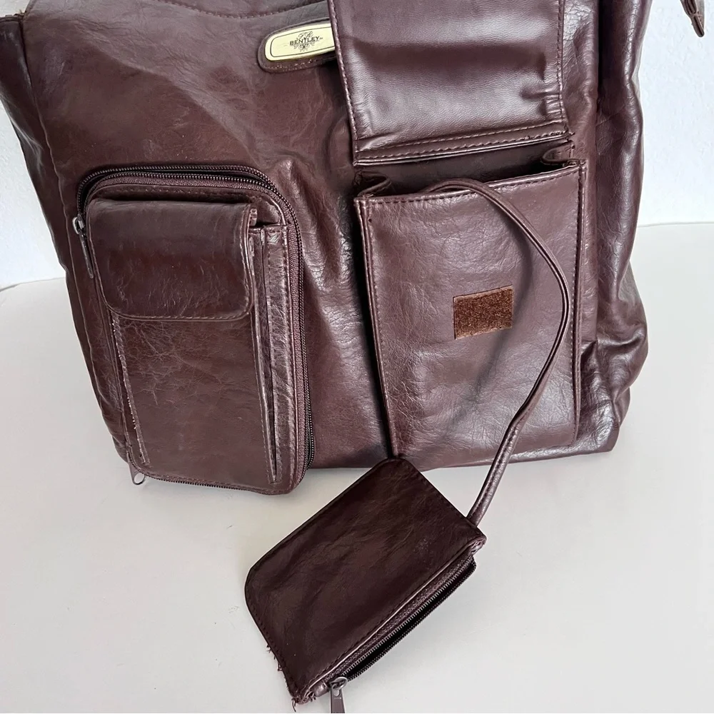 Vintage Bentley Brown Leather Shoulder Work Commuter Travel Bag Unisex